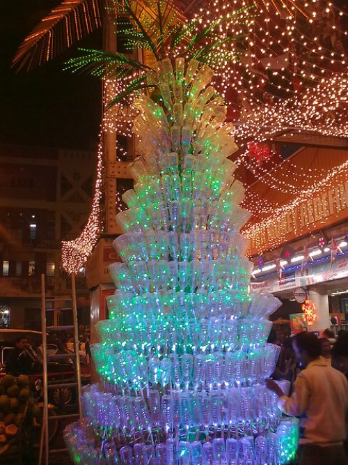 plastic bottle christmas tree